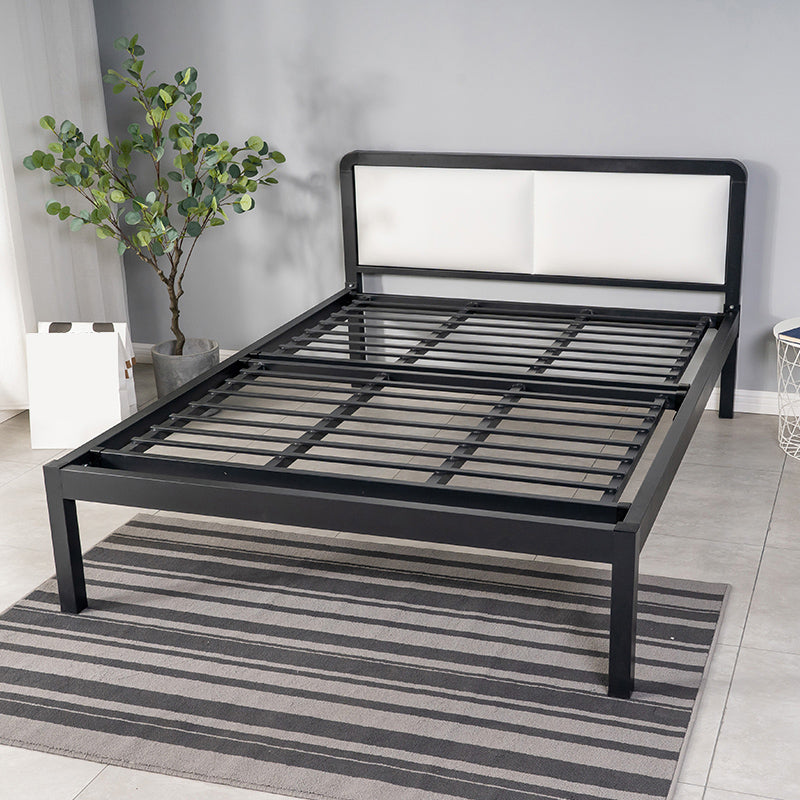 Contemporary Slat Metal Standard Bed with Rectangular Headboard