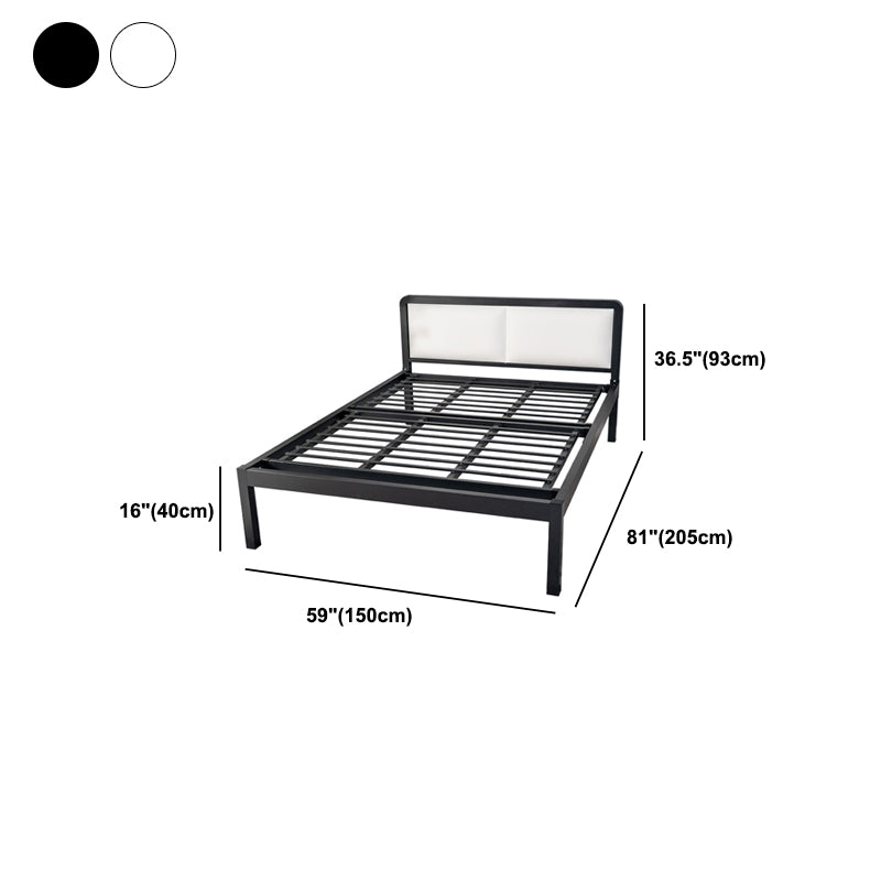 Contemporary Slat Metal Standard Bed with Rectangular Headboard