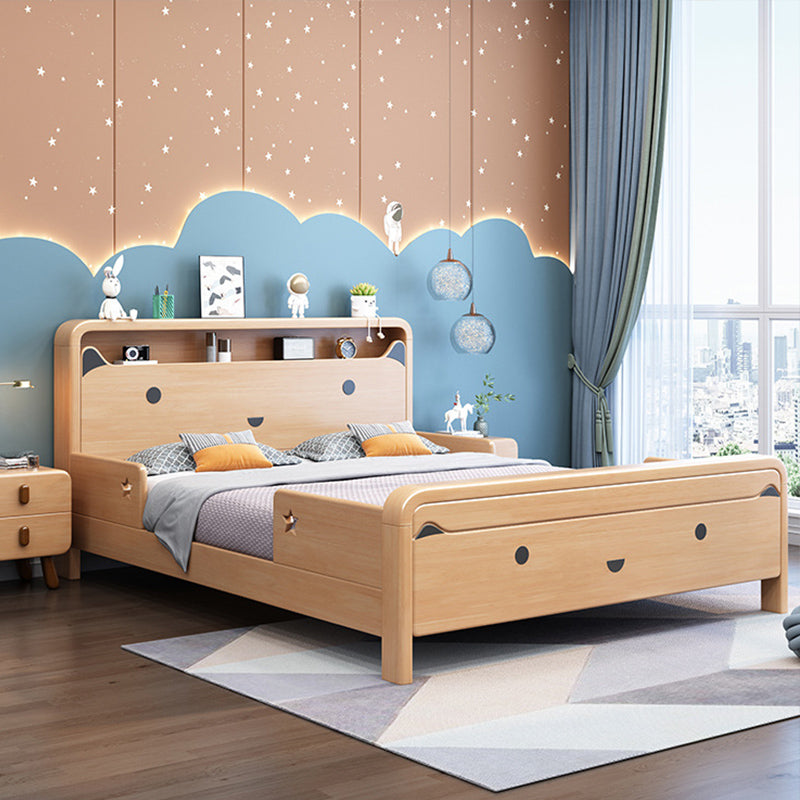 Scandinavian Rectangular Panel Headboard Standard Bed with Legs