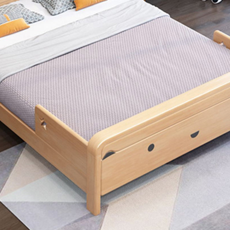 Scandinavian Rectangular Panel Headboard Standard Bed with Legs