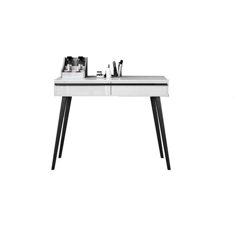 Contemporary Vanity with Padded Stool Engineered Wood Dresser in Glossy Finish