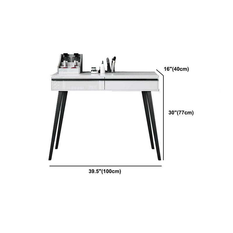 Contemporary Vanity with Padded Stool Engineered Wood Dresser in Glossy Finish
