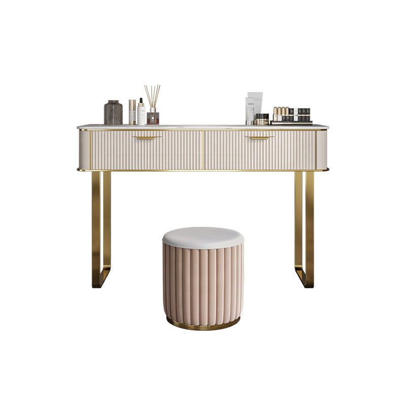 2/5-Drawer Vanity Makeup Table Set Metal Dressing Table in Beige