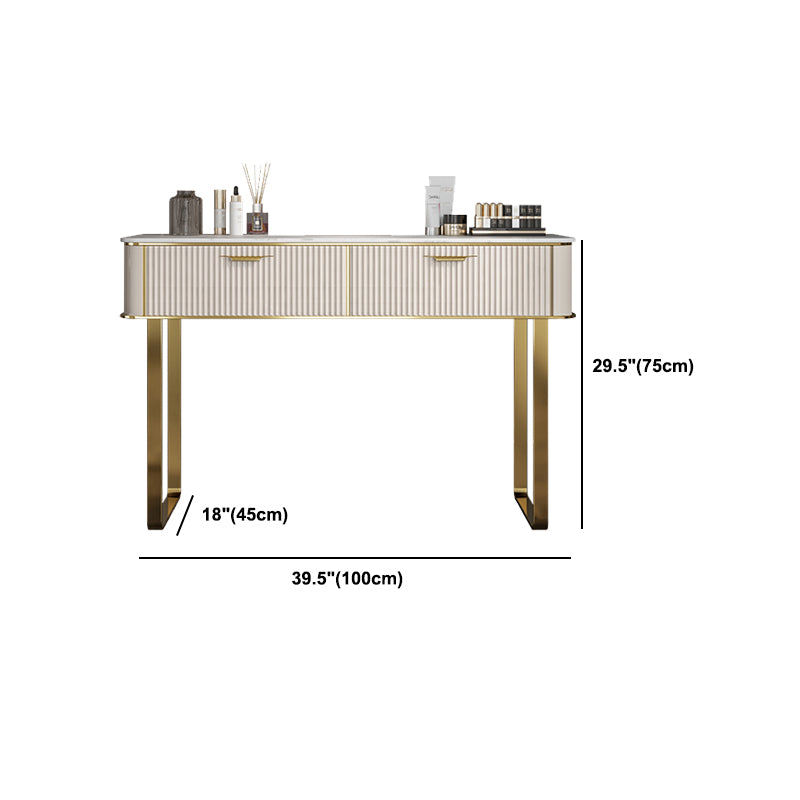 2/5-Drawer Vanity Makeup Table Set Metal Dressing Table in Beige