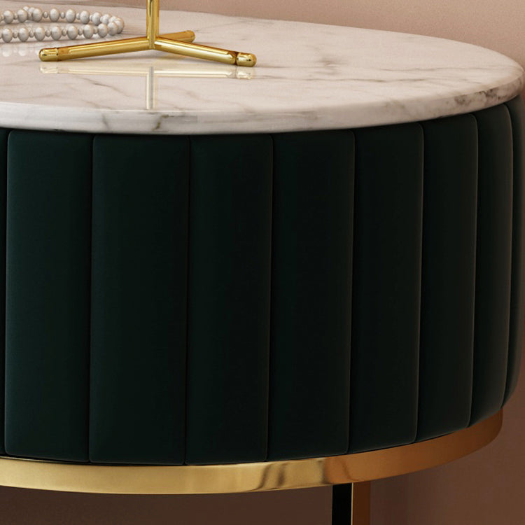 Metal Mirrored Vanity Desk with 1 Drawer Marble Top Dressing Table