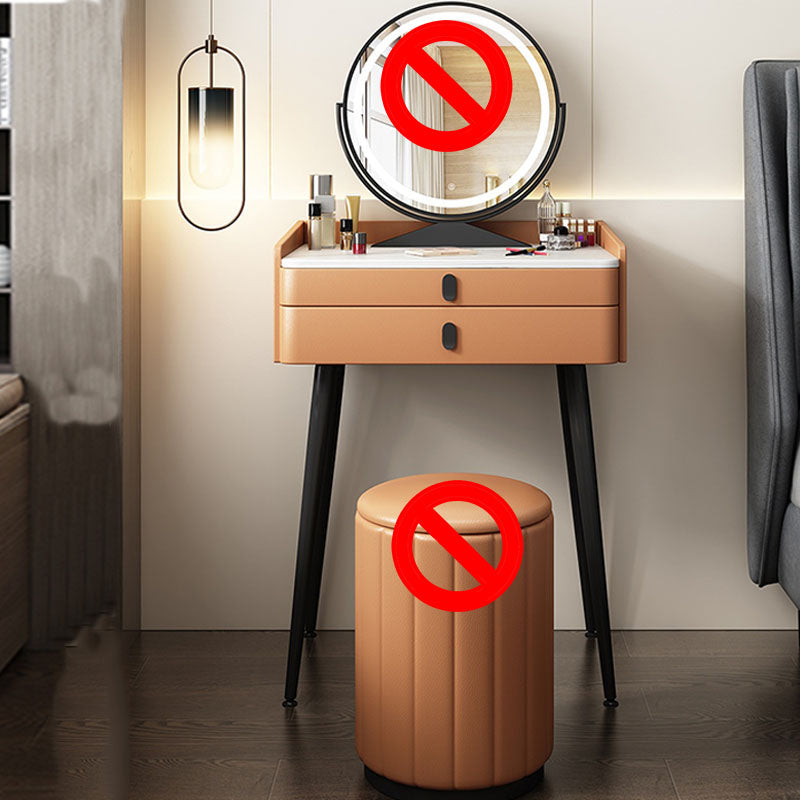 Luxurious Vanity 2 Storage Drawers with Padded Stool Stone Top Dresser