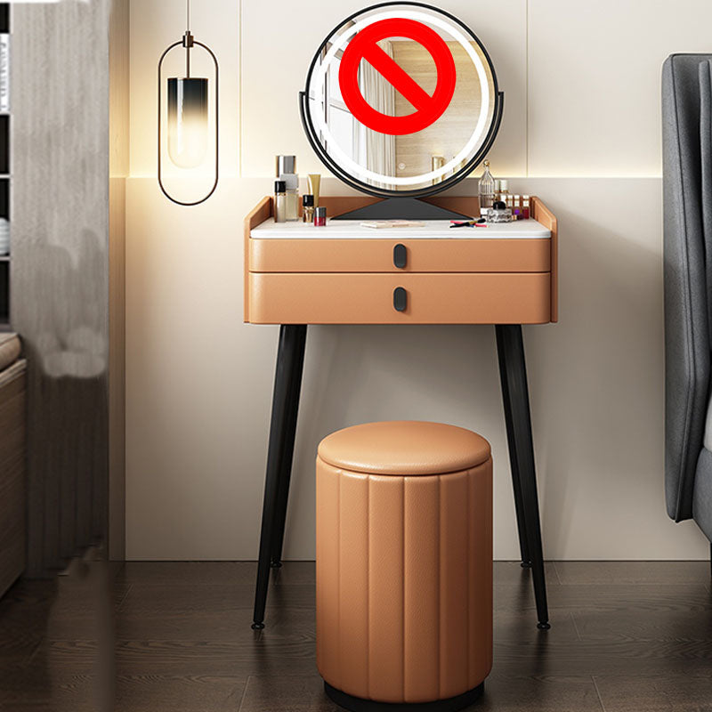 Luxurious Vanity 2 Storage Drawers with Padded Stool Stone Top Dresser