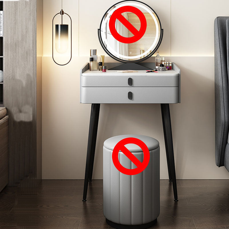Luxurious Vanity 2 Storage Drawers with Padded Stool Stone Top Dresser