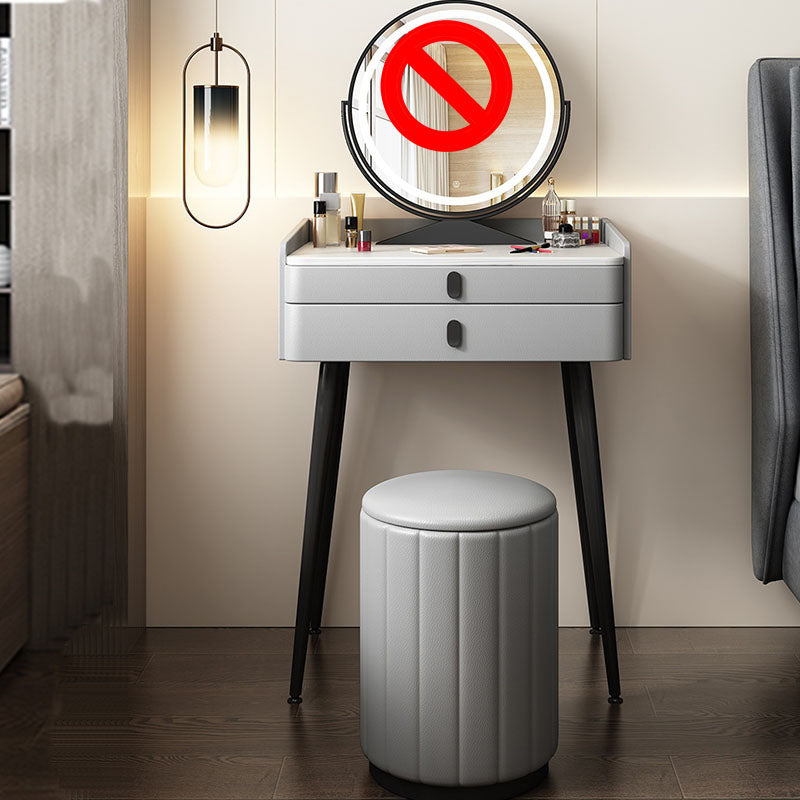 Luxurious Vanity 2 Storage Drawers with Padded Stool Stone Top Dresser