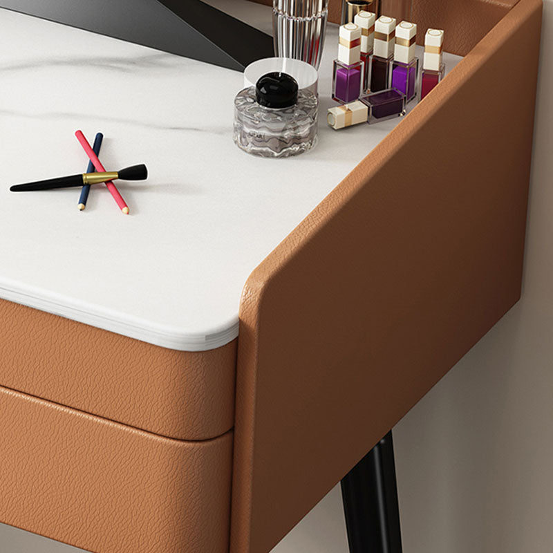 Luxurious Vanity 2 Storage Drawers with Padded Stool Stone Top Dresser