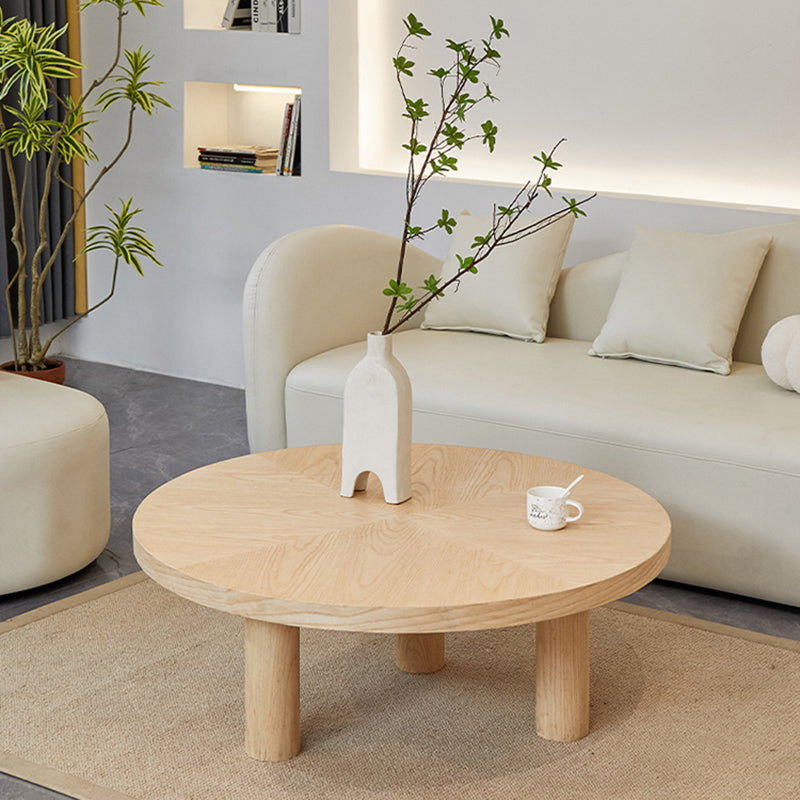 Scandinavian 3 Legs Coffee Table Round Wooden Coffee Table Set for Home