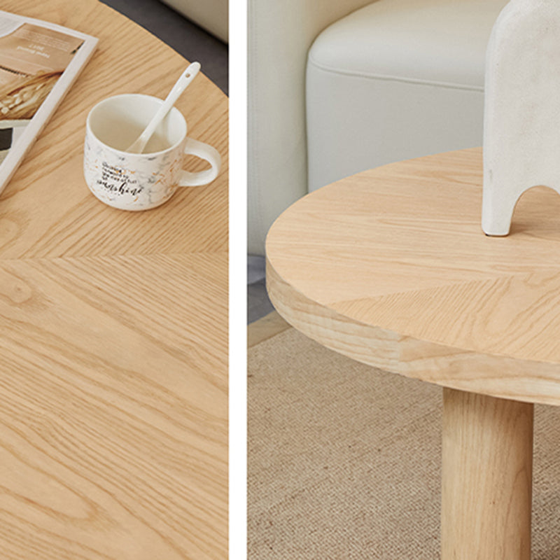 Scandinavian 3 Legs Coffee Table Round Wooden Coffee Table Set for Home