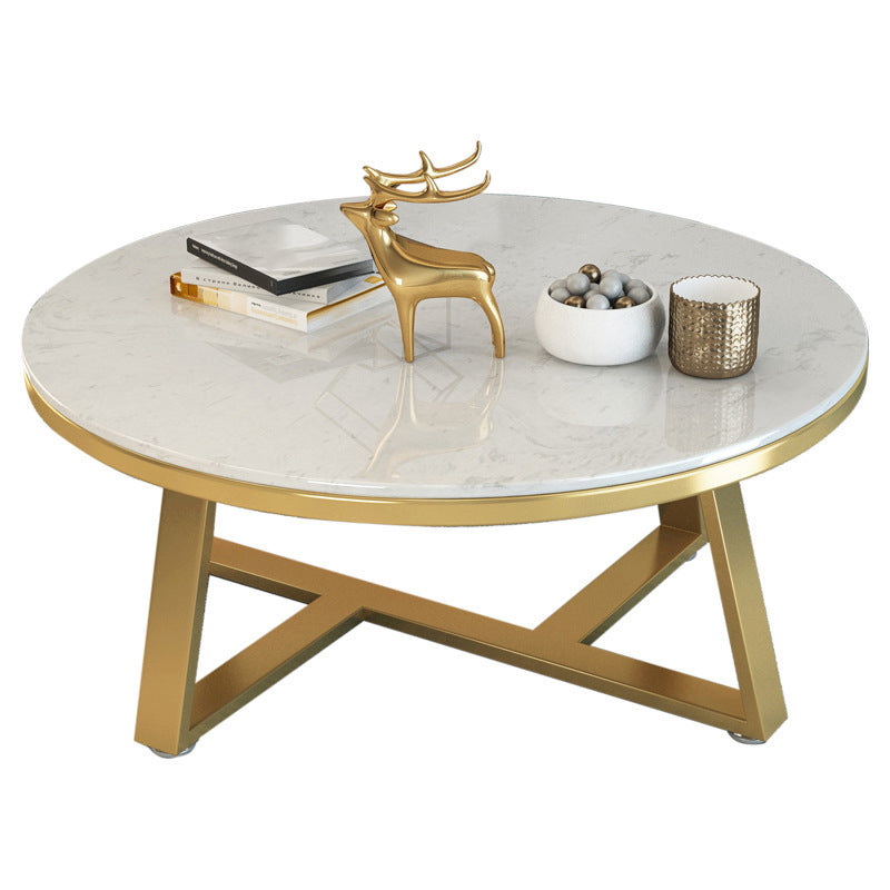 Cross Legs Coffee Table Minimalist Round Coffee Table for Living Room