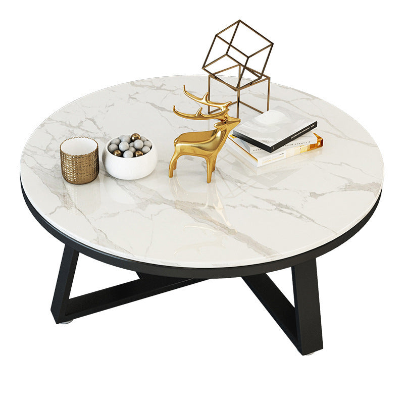 Cross Legs Coffee Table Minimalist Round Coffee Table for Living Room