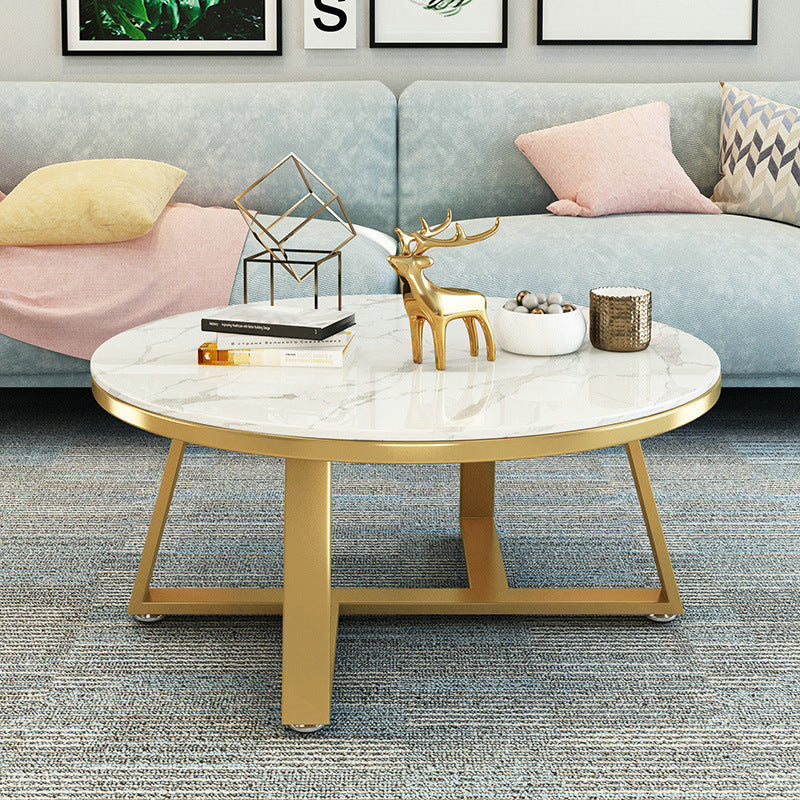 Cross Legs Coffee Table Minimalist Round Coffee Table for Living Room