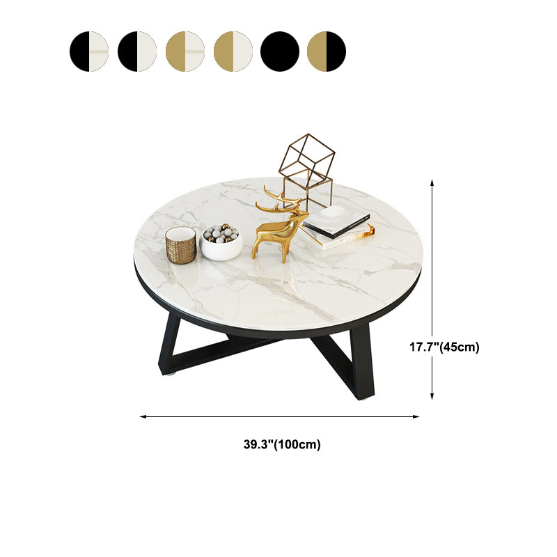 Cross Legs Coffee Table Minimalist Round Coffee Table for Living Room