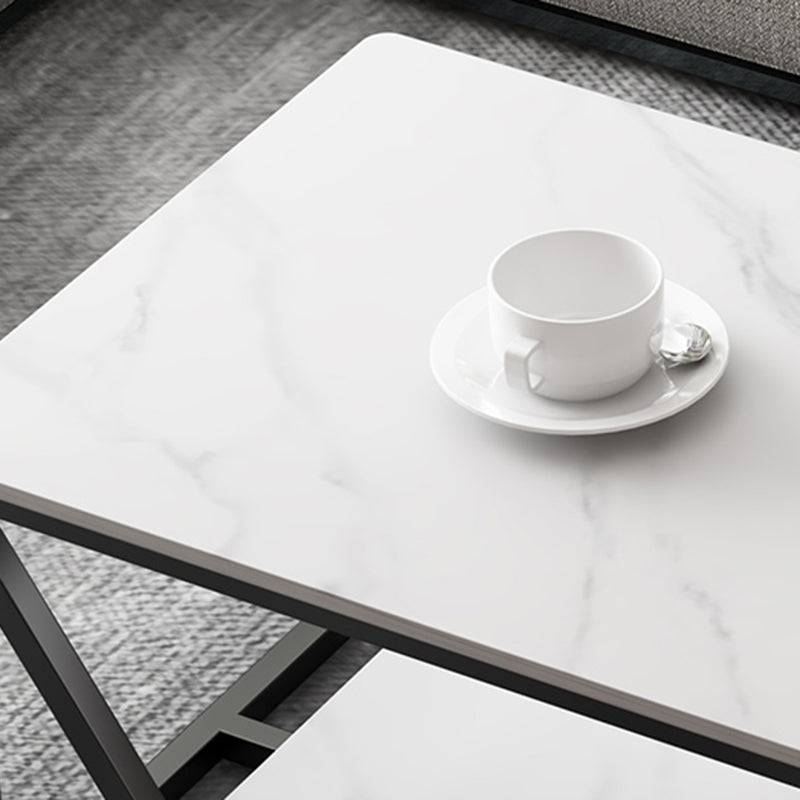 Slate Minimalist Coffee Table Trestle Coffee Table with Storage