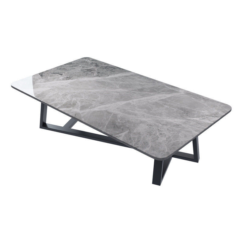 Slate Coffee Table Rectangular Open Shelf Minimalist Coffee Table