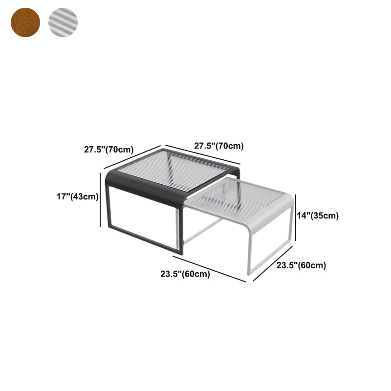 Glass Top Cocktail Table Square Open Shelf Minimalist Coffee Table
