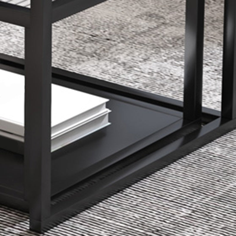 Minimalist Glass Top Coffee Table Round Open Shelf Cocktail Table