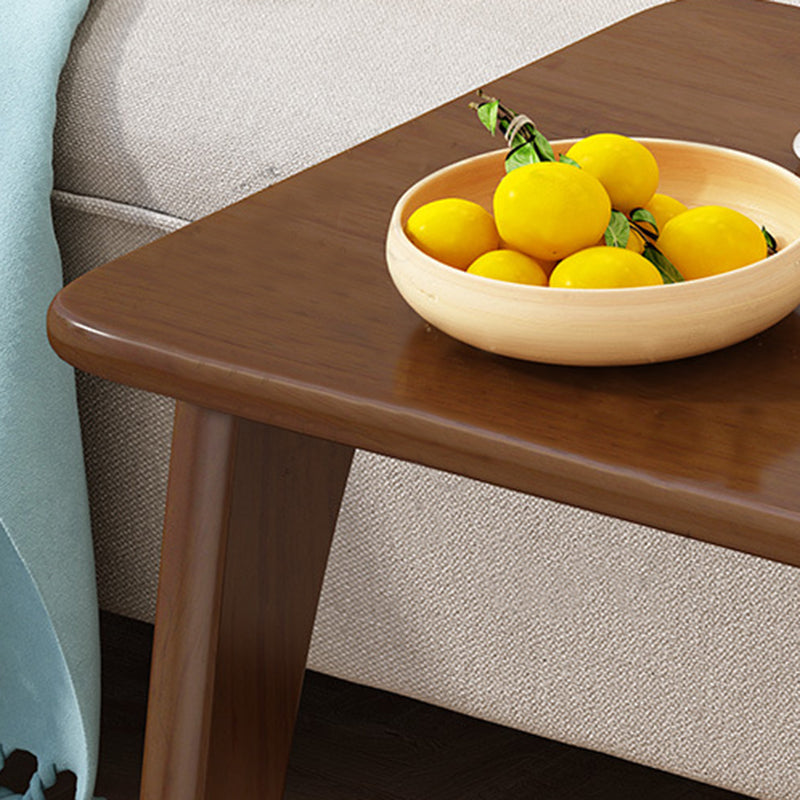 Scandinavian Rectangle Solid Wood Coffee Table 24.8"H Sled Cocktail Table with Shelf