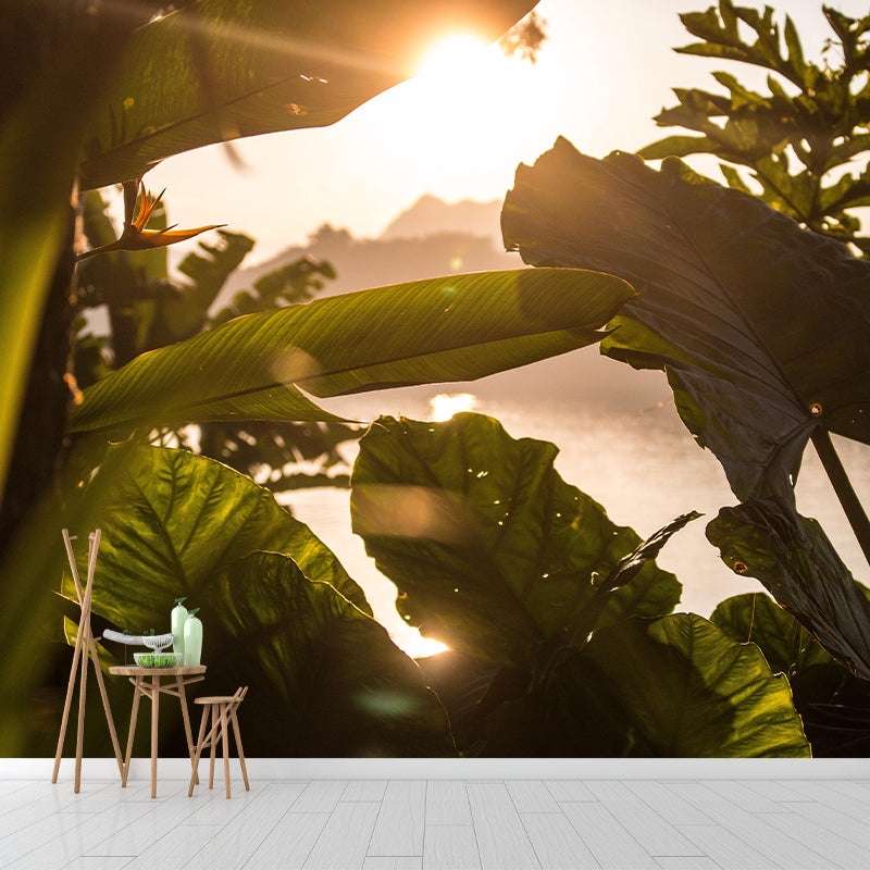 Stunning Wall Mural Tropical Plant Leaf Pattern Living Room Wall Mural