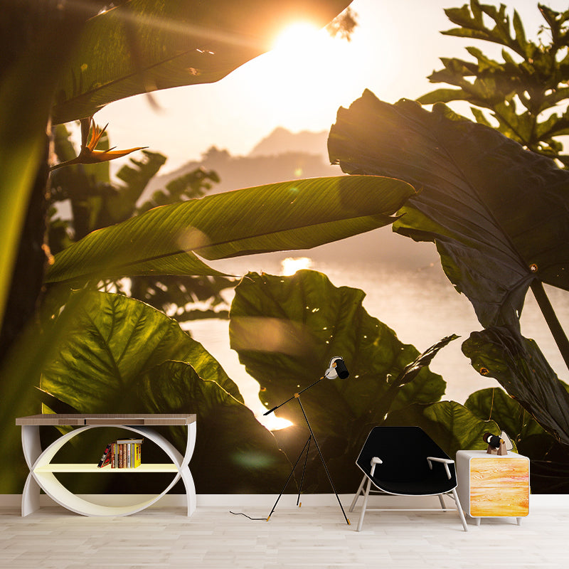 Stunning Wall Mural Tropical Plant Leaf Pattern Living Room Wall Mural