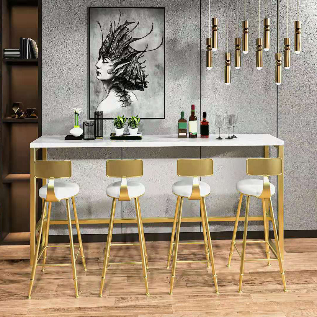 Luxury Sintered Stone Bar Table Set 1/3/5 Pieces White Indoor Footrest Bar Table Set