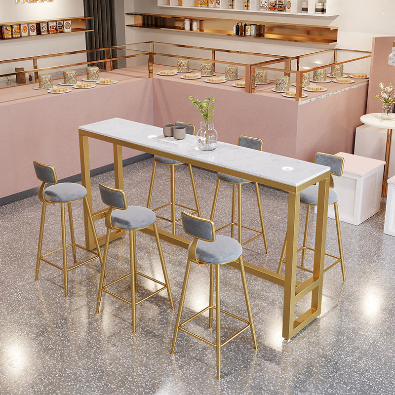 Rectangle Bar Table and Stools 1/4/7 Pieces Sintered Stone Bar Table with Low Back Stools