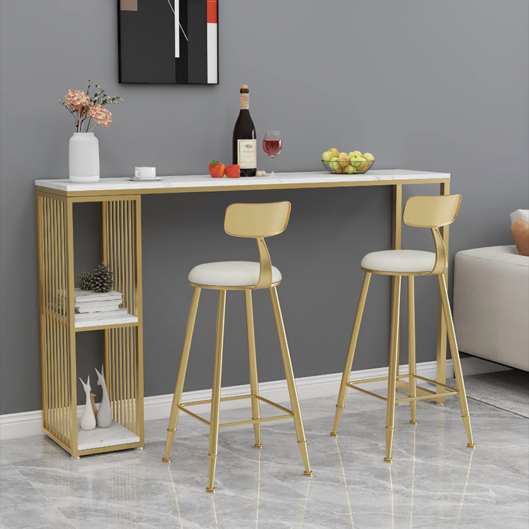 1/2/3 Pieces Bar Table Set Modern Rectangle Sintered Stone Bar Table with Low Back Stools