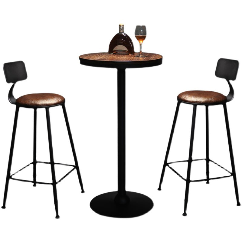 Industrial Brown Bar Table Set 1/3/5 Pieces Solid Wood Counter Table for Indoor