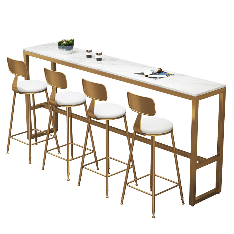 White Stone Top Table and Stool Set 1/2/5/7 Pieces Indoor Glam Counter Height Set