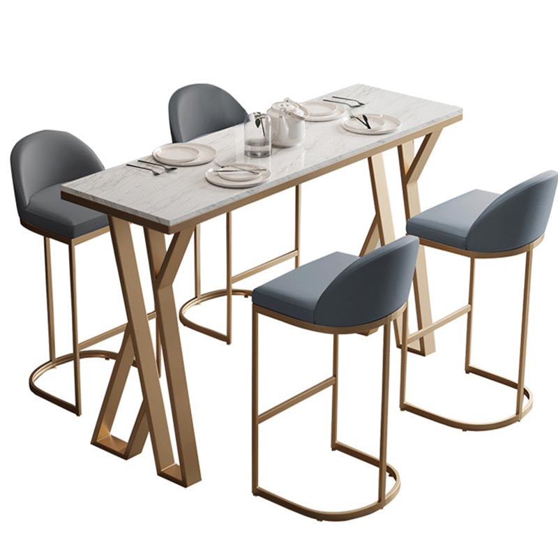 White Rectangle 1/2/3 Pieces Bar Stool and Table Set Indoor Glam Table and Stool Set