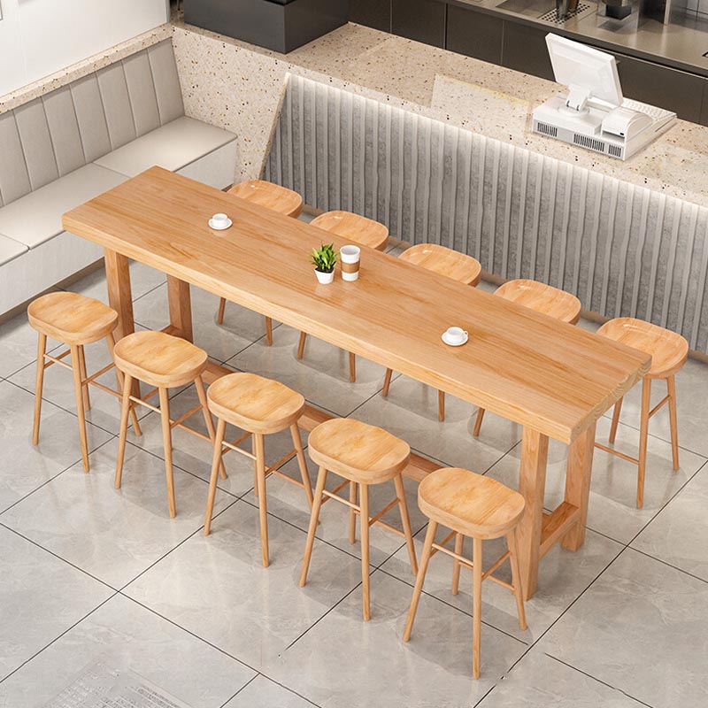 Rectangular Bar Pub Table Set 1/2/5/6/11 Pcs Solid Wood Bar Table and Bar Stools