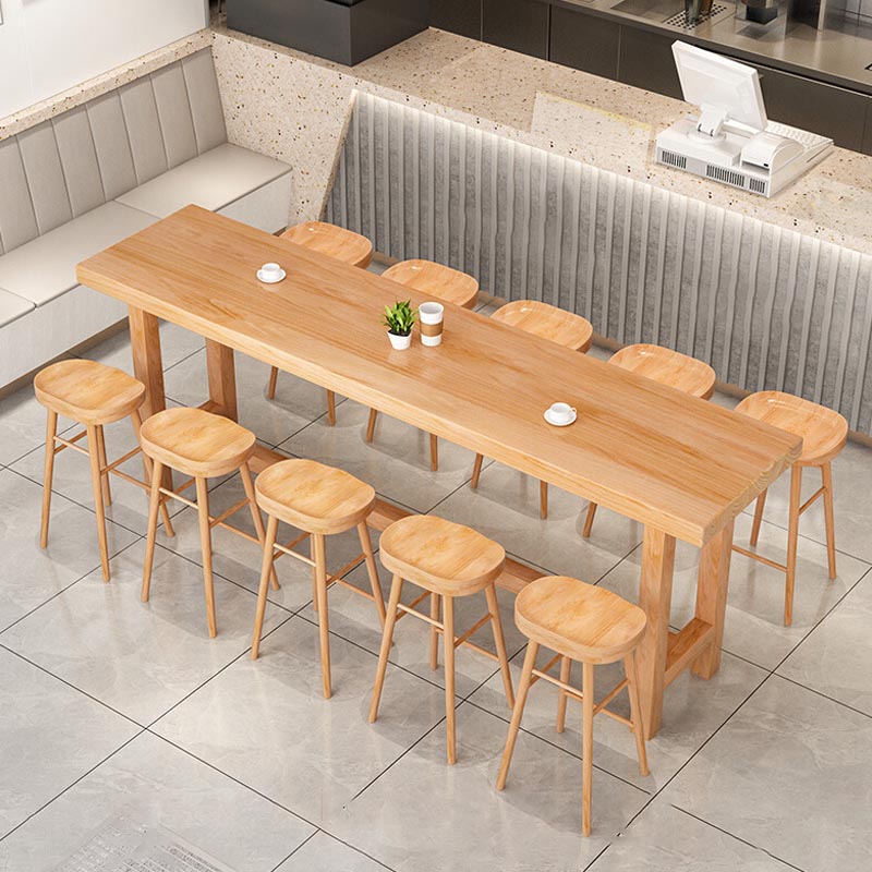 Rectangular Bar Pub Table Set 1/2/5/6/11 Pcs Solid Wood Bar Table and Bar Stools