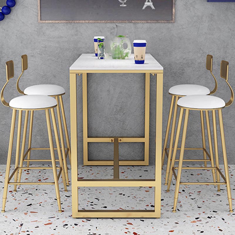 Glam 1/2/3/5 Pieces Counter Set Coffee Shop Trestle Stone Table and Stool Set