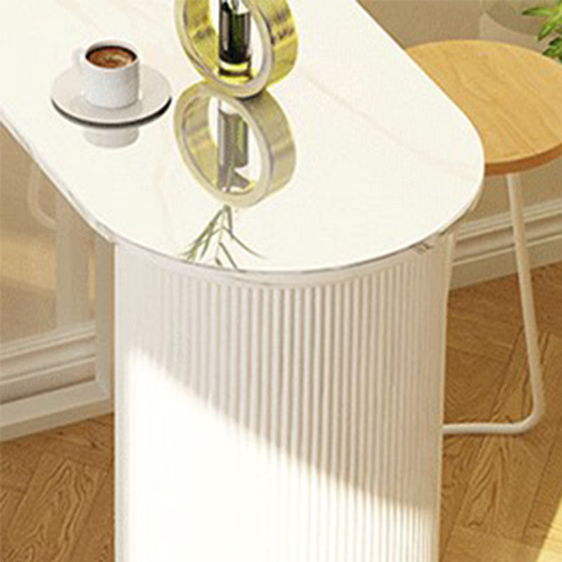 Contemporary Bar Table Set 1/2/3 Pcs White Stone Bar Table with Stools