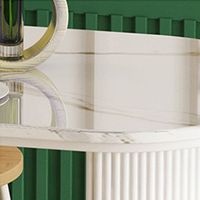 Contemporary Bar Table Set 1/2/3 Pcs White Stone Bar Table with Stools