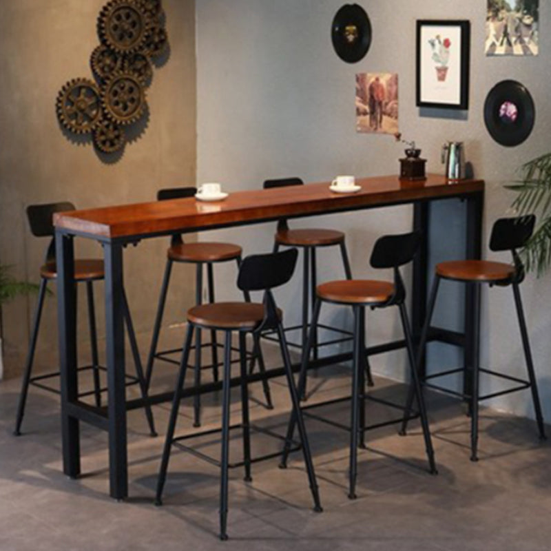 Industrial Bar Table Set 1/7 Pieces Solid Wood Rectangle Counter Table for Indoor