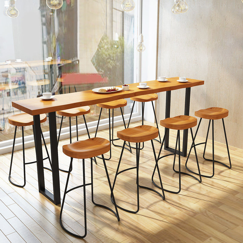 Modern 1/2/4/5/7/9 Pieces Counter Set Rectangle Wood and Metal Bar Table Set