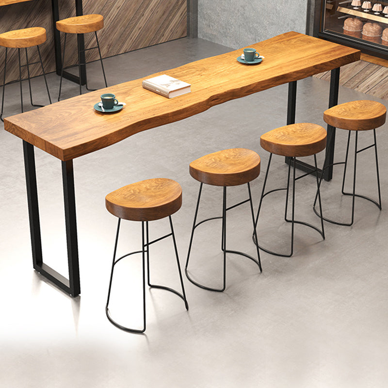 Industrial Rectangle Bar Table Set 1/5 Pieces Natural Colour Wood Counter Table
