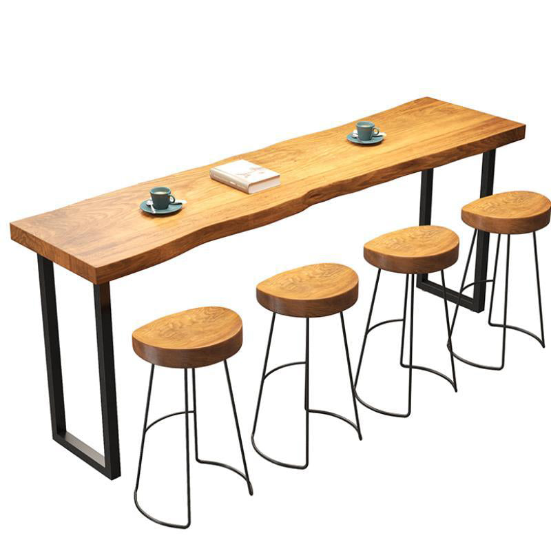 Industrial Rectangle Bar Table Set 1/5 Pieces Natural Colour Wood Counter Table