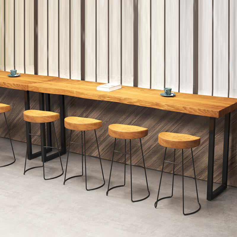 Industrial Rectangle Bar Table Set 1/5 Pieces Natural Colour Wood Counter Table