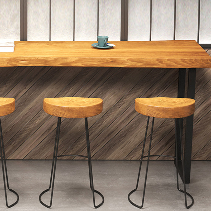 Industrial Rectangle Bar Table Set 1/5 Pieces Natural Colour Wood Counter Table