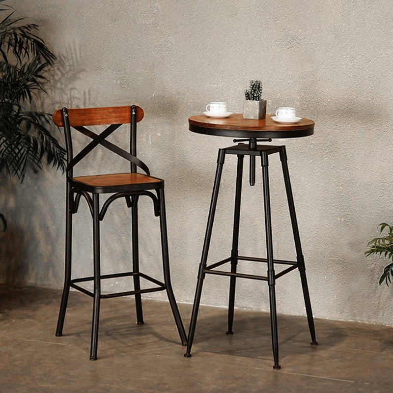 Industrial 1/2 Pieces Round Bar Table Set Solid Wood Bar Table Set for Home Use