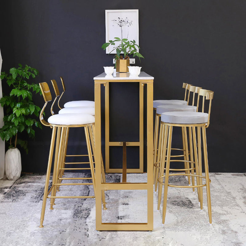 Indoor Glam Counter Height Set 1/2/4/7 Pieces Rectangle White Stone Pub Table Set