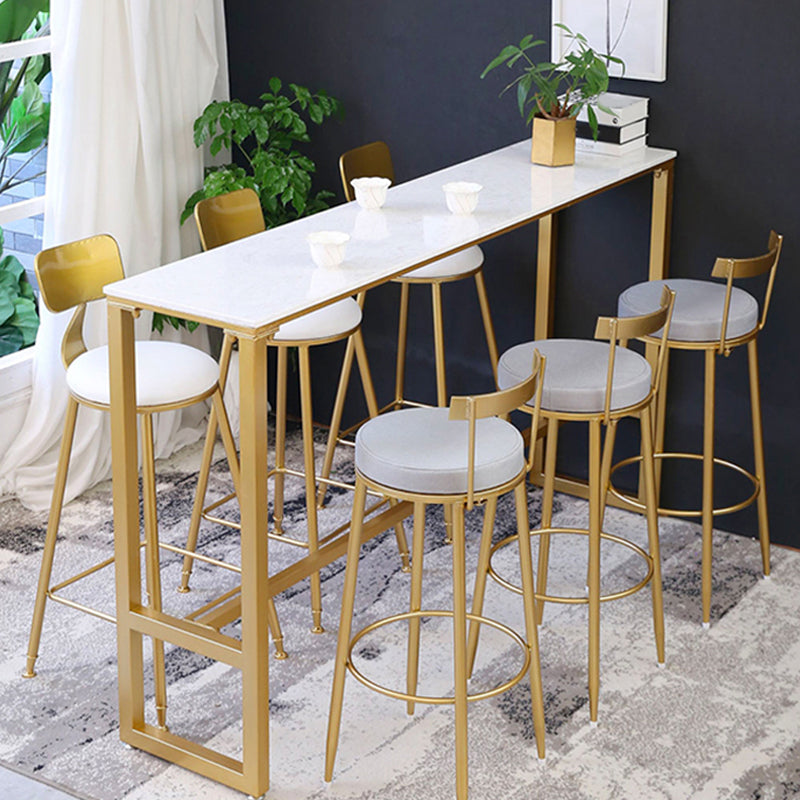 Indoor Glam Counter Height Set 1/2/4/7 Pieces Rectangle White Stone Pub Table Set