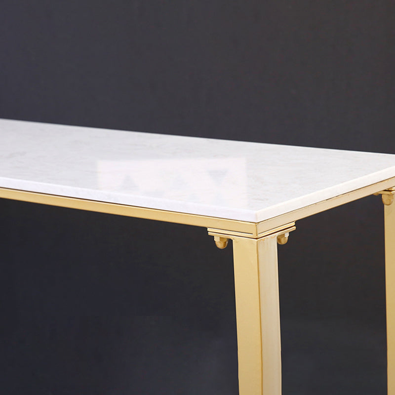 Indoor Glam Counter Height Set 1/2/4/7 Pieces Rectangle White Stone Pub Table Set