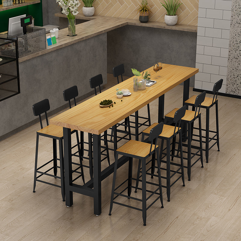 1/2/9 Pieces Industrial Pub Table Set Rectangle Bar Table and Armless Bar Stools