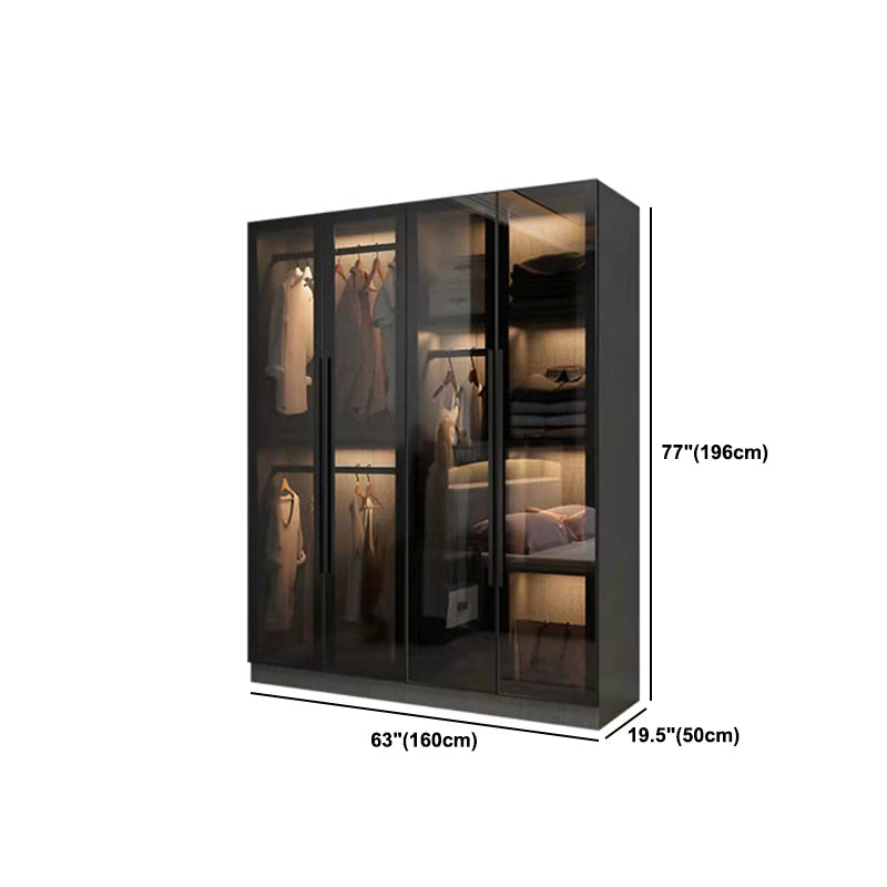 Modern Wardrobe Armoire Wood and Glass Wardrobe Closet for Home